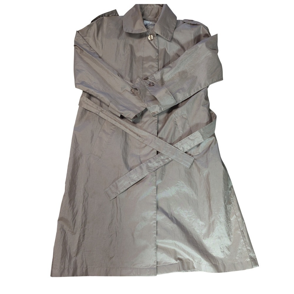 Vintage Wippette Rainsport Shiny Tan Trench Coat Women's Size 8 Belted